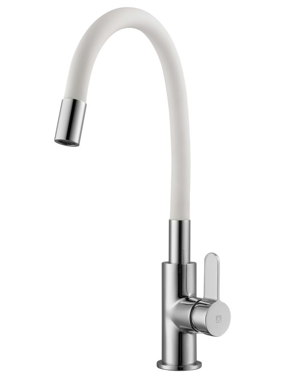 Elite Slim Küchen-Einhebelmischer mit flexiblem Auslauf, chrom weiß, druckfest