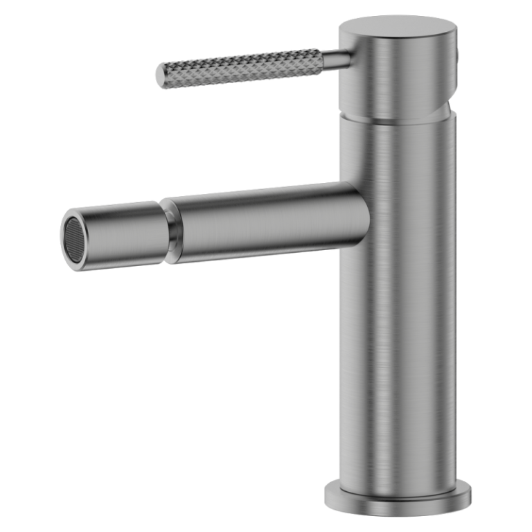 Luma j50 Bidetarmatur ohne Ab und Überlaufgarnitur Waffenstahl Grau