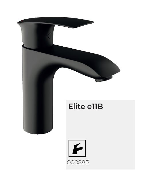 Elite e11B, Waschtisch-Einhebelmischer, ohne Ab- und Überlaufgarnitur, black